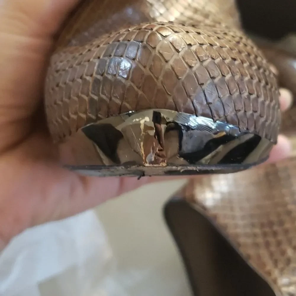 Brown Devi Kroell Snakeskin Booties - Picture 12 of 12